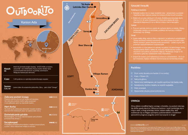 Izraelski Kanion Ada na pustyni Negew - mapa dojazdu i przydatne informacje