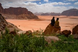 Krajobraz Wadi Rum - widok na pustynie